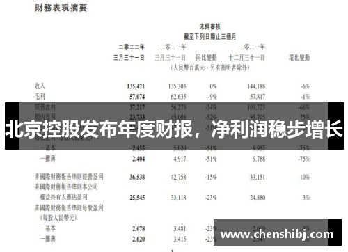 北京控股发布年度财报，净利润稳步增长